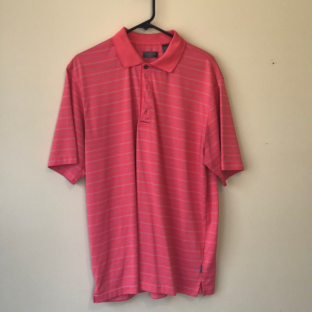 Izod Salmon and Grey golf polo